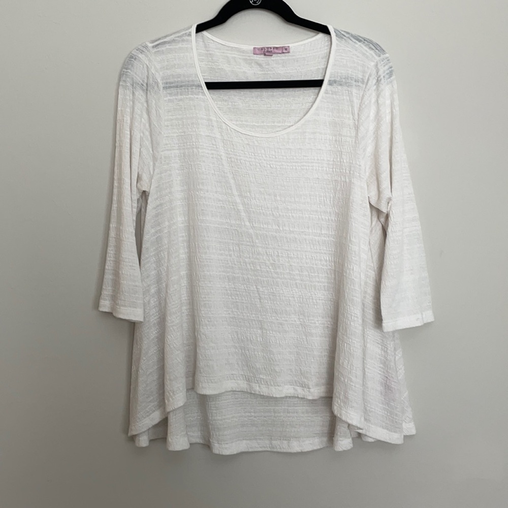 Calypso 3/4 sleeve white top